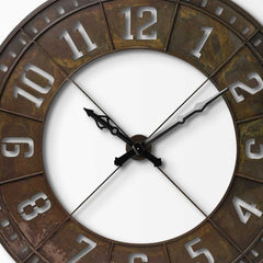 57" Round Industrial Brown Wall Clock - Homeroots