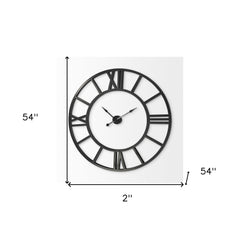 54" Round Xl Industrial Style Wall Clock With Open Face Desing