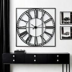 60" Round and Square Industrial Style Wall Clock