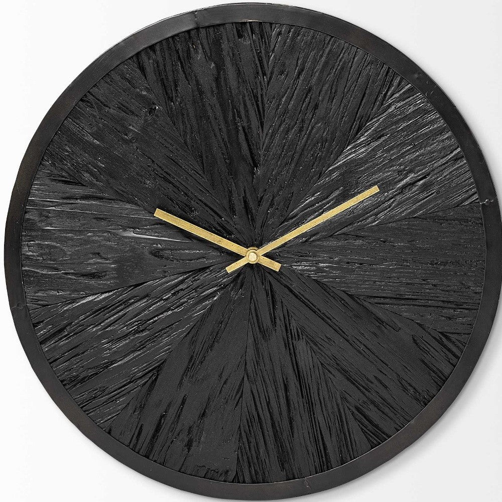 16.5" Round Large Black Modern Wall Clock