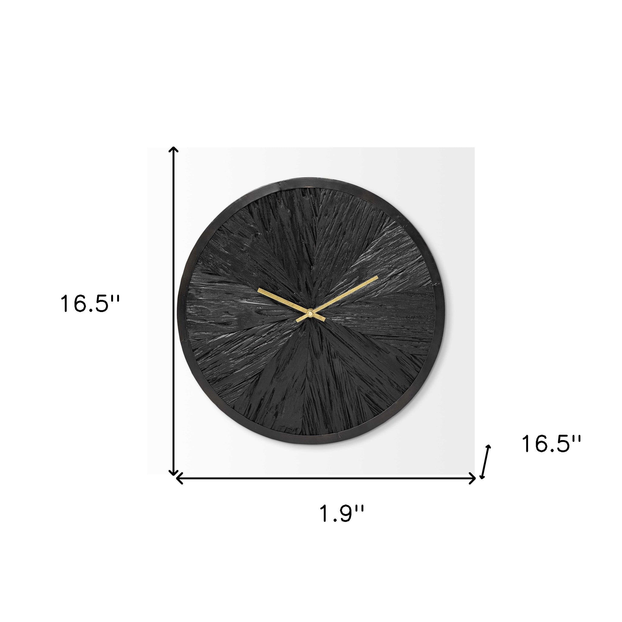 16.5" Round Large Black Modern Wall Clock