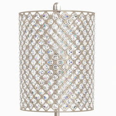 62" Silver Chrome Floor Lamp With Clear Faux Crystal Drum Shade - Homeroots