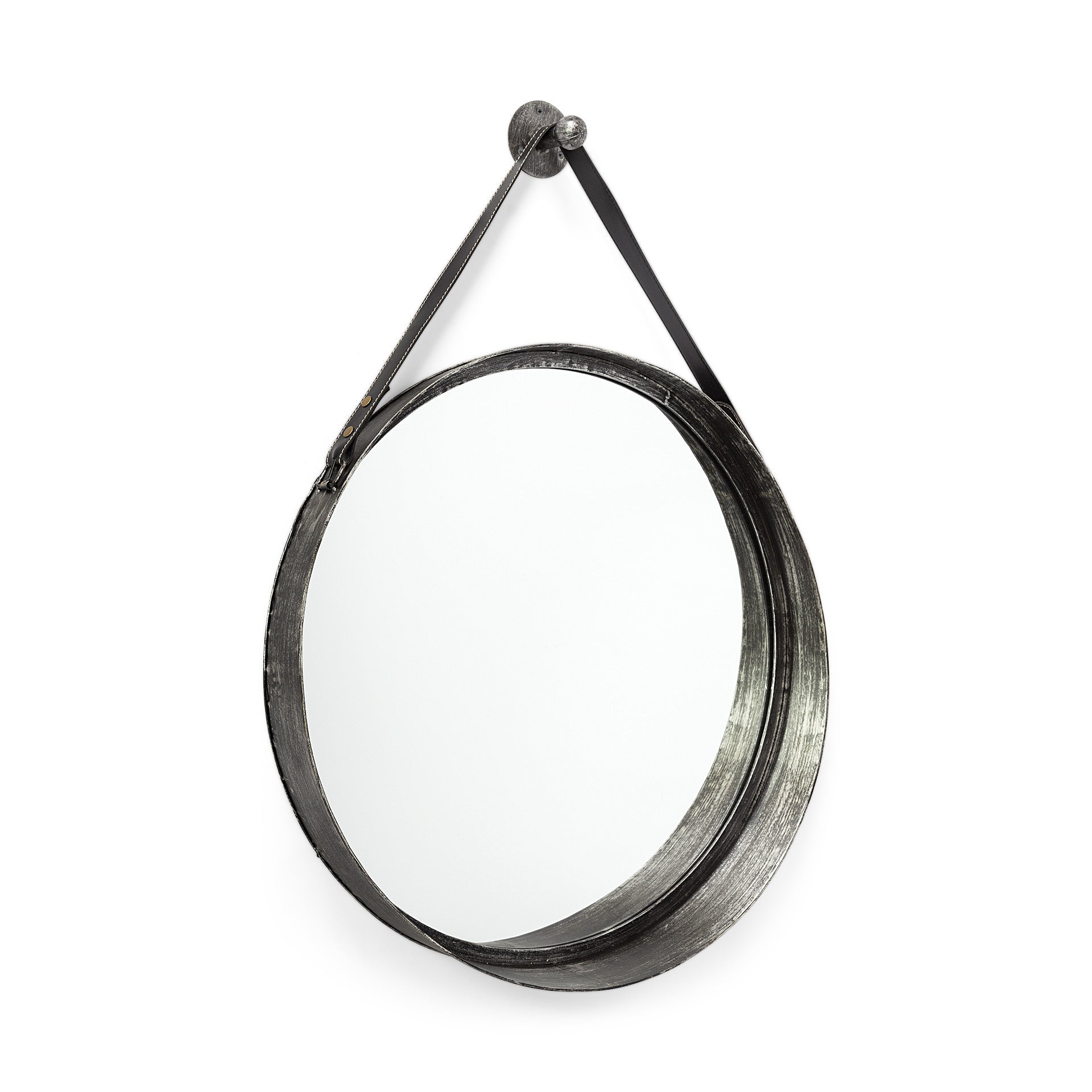 30" Black Round Metal Framed Accent Mirror