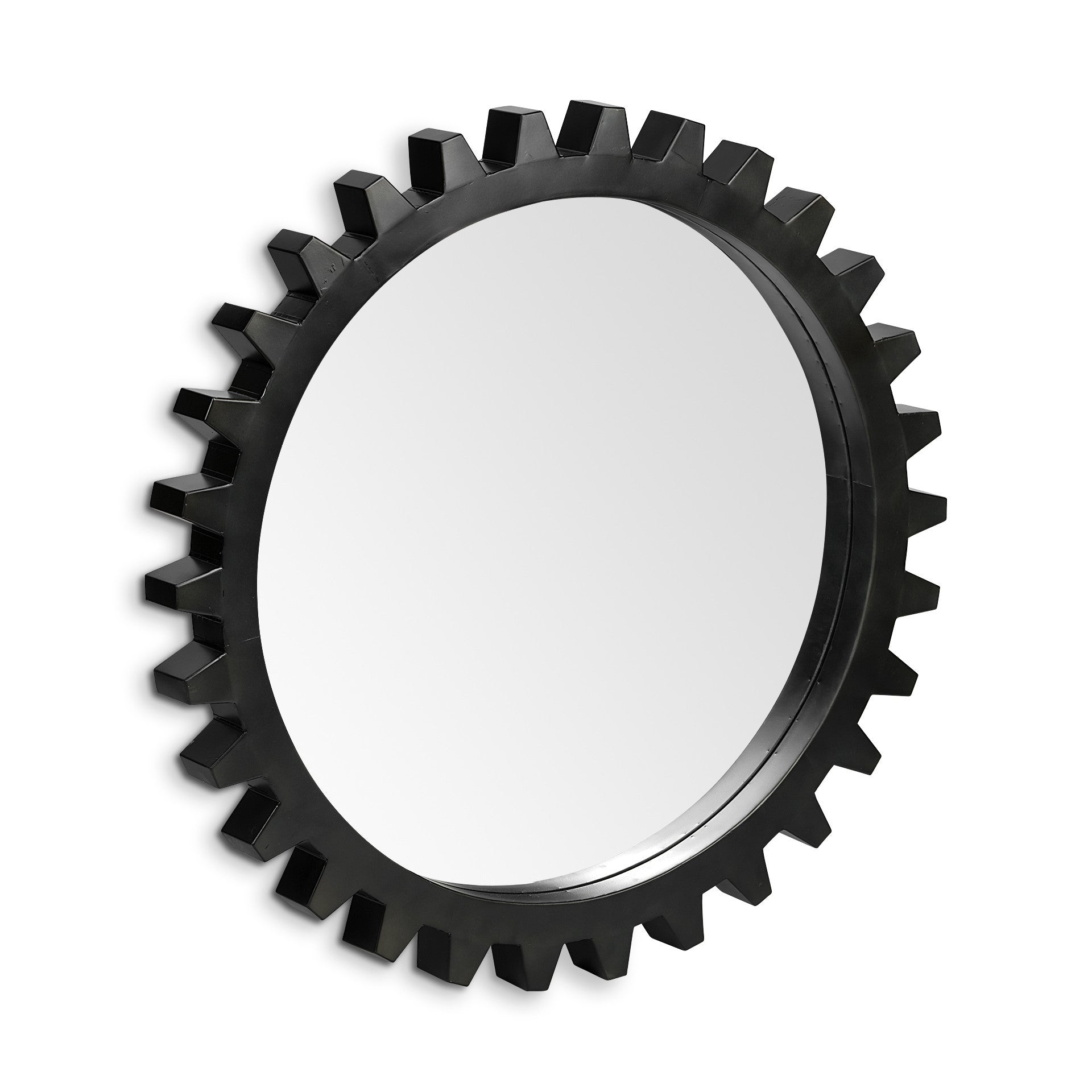 37" Round Black Metal Frame Wall Mirror