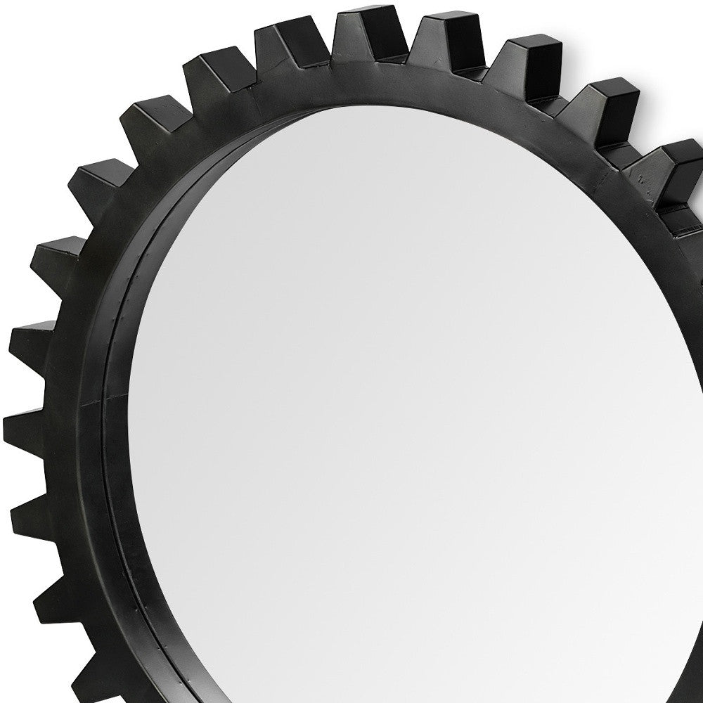 37" Round Black Metal Frame Wall Mirror