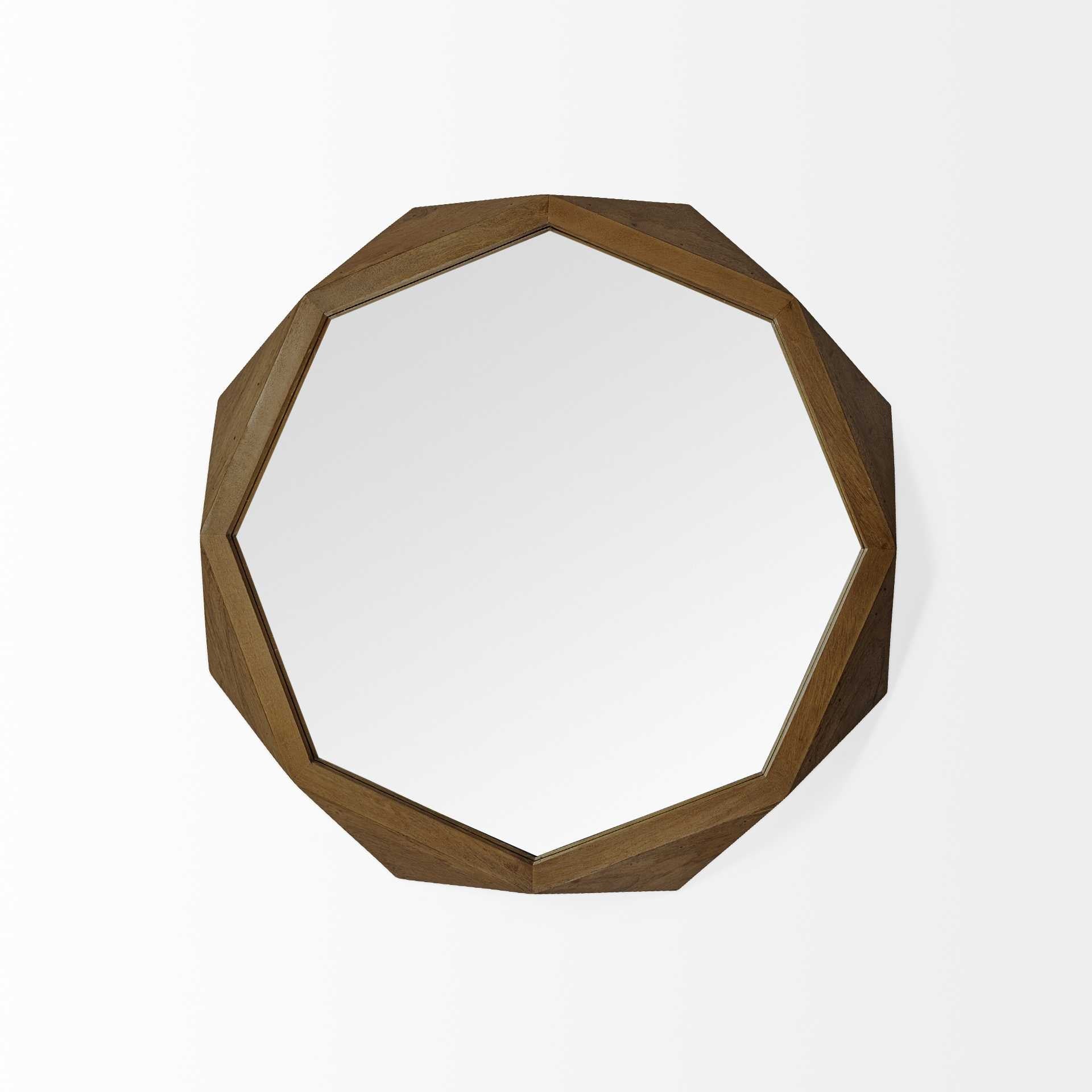 32" Octagon Wooden Frame Wall Mirror - Homeroots