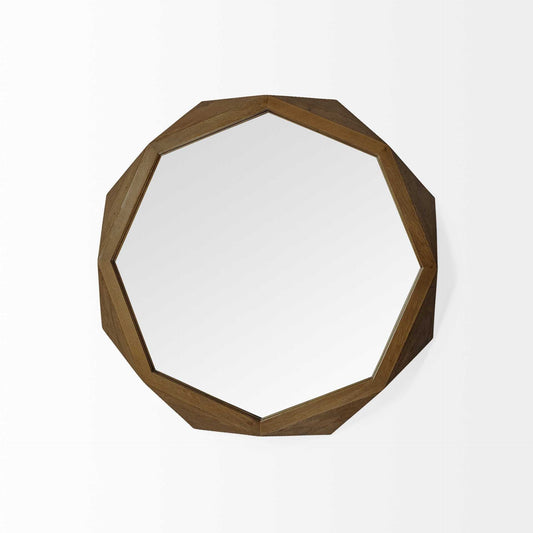 32" Octagon Wooden Frame Wall Mirror - Homeroots