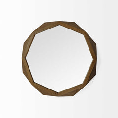 32" Octagon Wooden Frame Wall Mirror - Homeroots