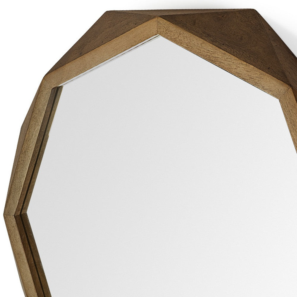 32" Octagon Wooden Frame Wall Mirror