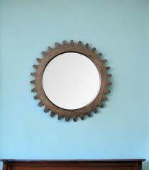 26" Round Natural Wood Frame Wall Mirror