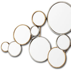 20" Gold and Silver Round Metal Framed Accent Mirror - Homeroots