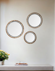 24" Brown Wood And Black Metal Double Frame Wall Mirror - Homeroots