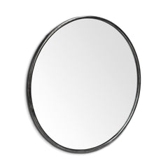 47" Round Black Metal Frame Wall Mirror - Homeroots