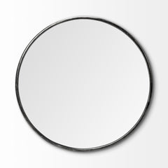 47" Round Black Metal Frame Wall Mirror