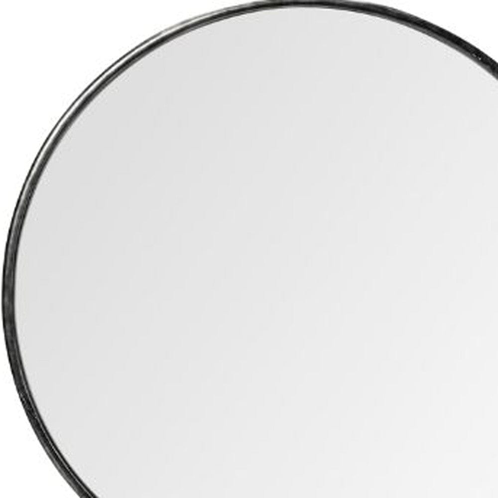 47" Round Black Metal Frame Wall Mirror - Homeroots