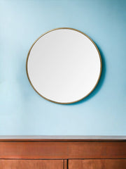 47" Round Gold Metal Frame Wall Mirror - Homeroots