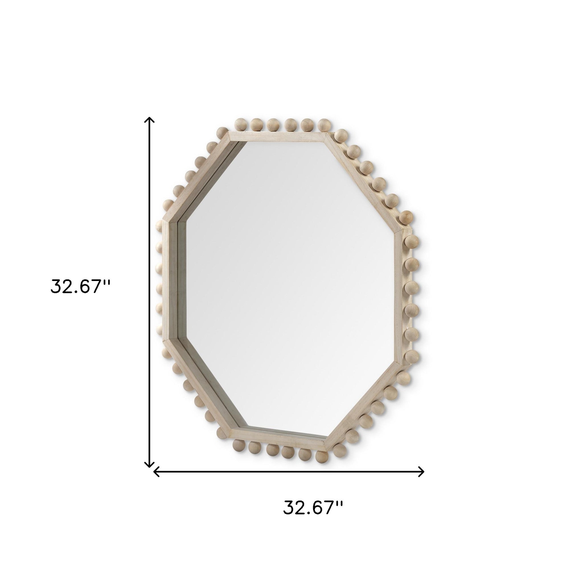 32" Octagon Natural Wood Frame Wall Mirror