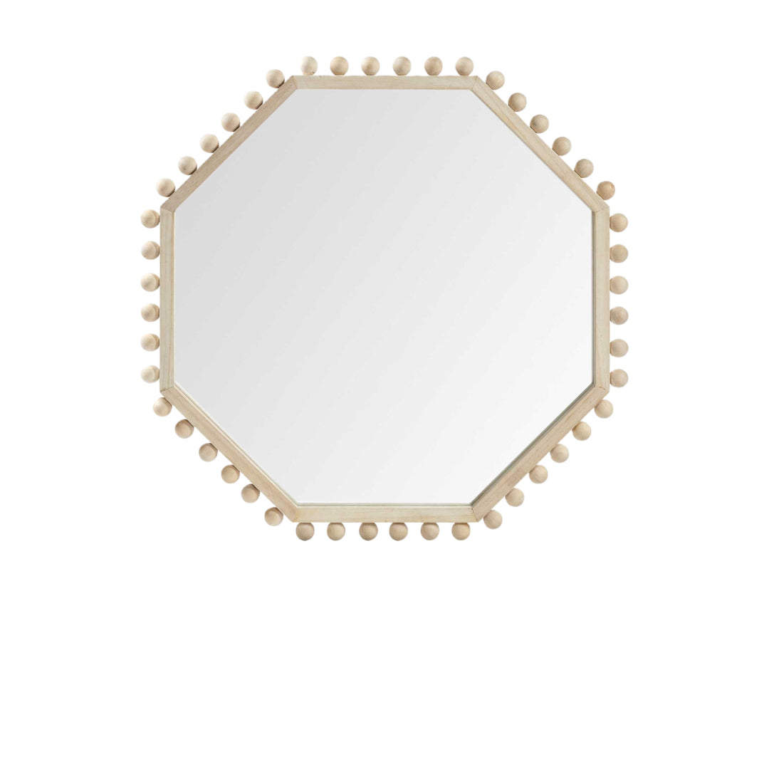 32" Octagon Natural Wood Frame Wall Mirror