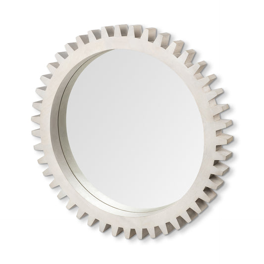 36" White Abstract Framed Accent Mirror