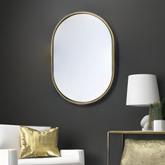 Gold Oval Accent Metal Mirror