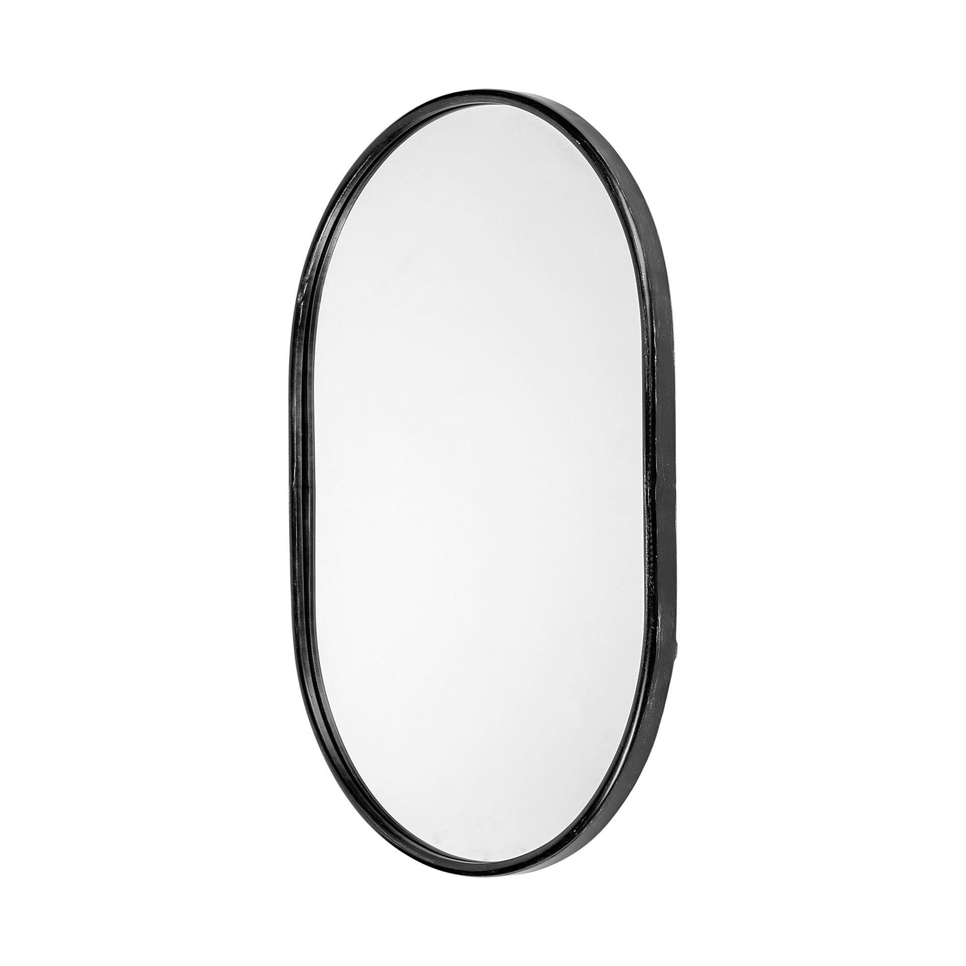 36" Black Oval Metal Framed Accent Mirror - Homeroots