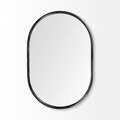 36" Black Oval Metal Framed Accent Mirror - Homeroots