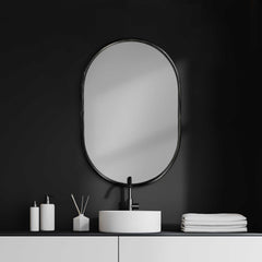 36" Black Oval Metal Framed Accent Mirror - Homeroots