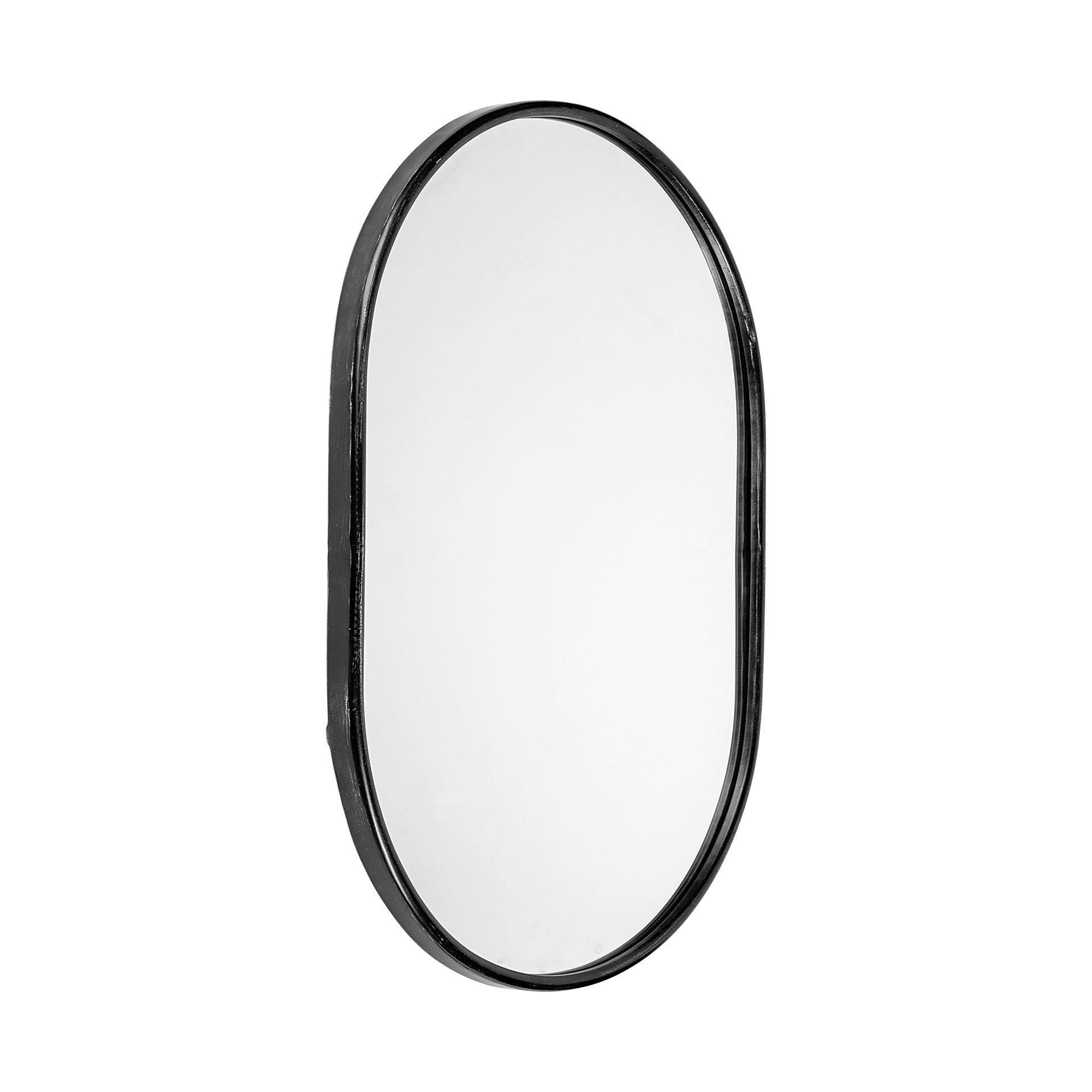 36" Black Oval Metal Framed Accent Mirror - Homeroots