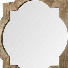 23" Round-Square Brown Wood Frame Wall Mirror - Homeroots