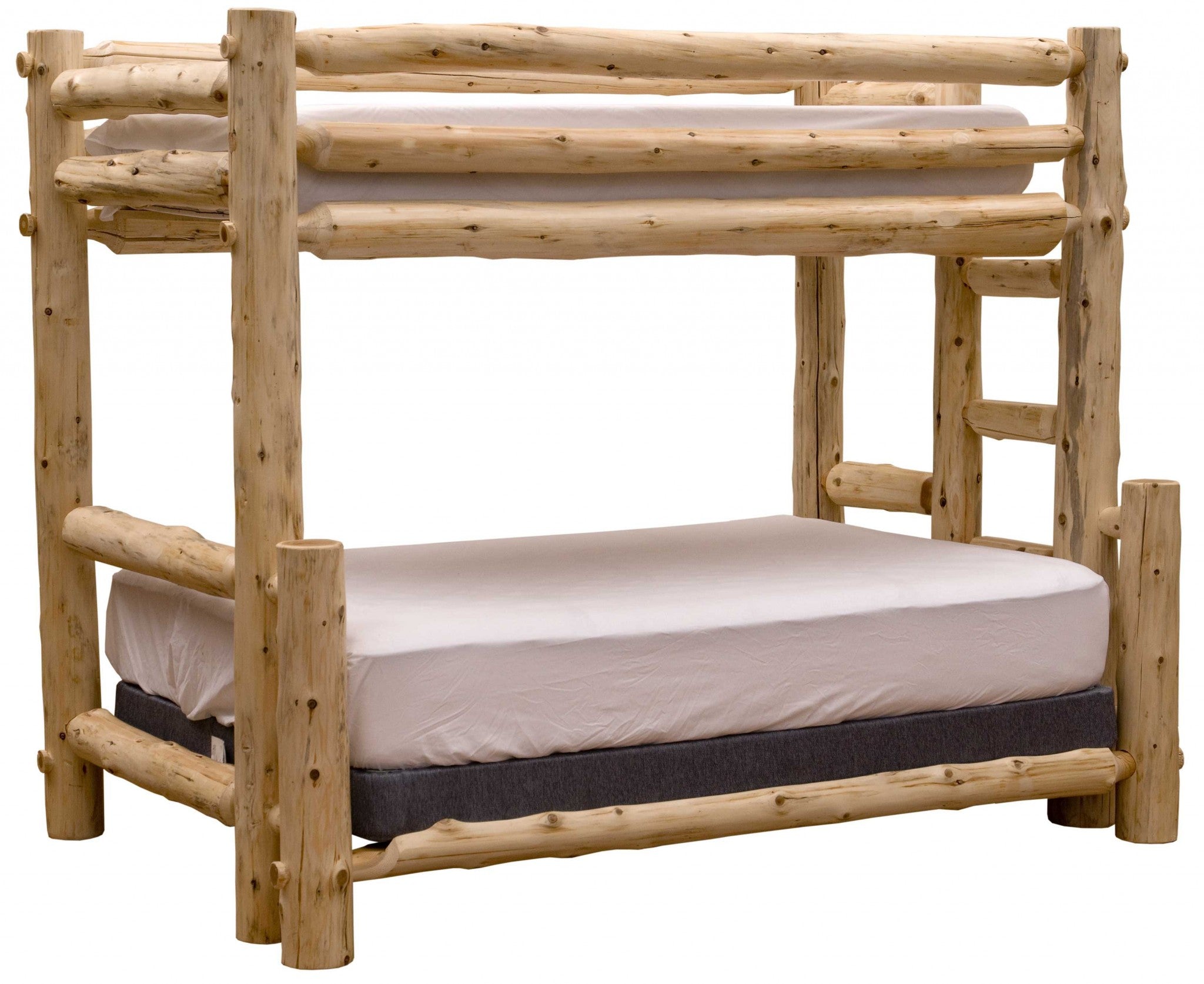 Rustic And Natural Cedar Single Ladder Left Log Bunk Bed