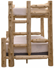 Rustic And Natural Cedar Double And Single Ladder Right Log Bunk Bed