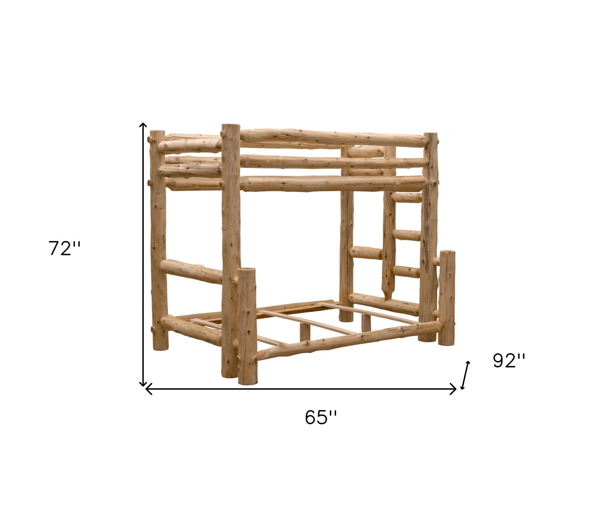 Rustic And Natural Cedar Queen And Single Ladder Left Log Bunk Bed