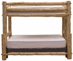 Rustic And Natural Cedar Queen And Single Ladder Right Log Bunk Bed