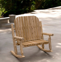 48" Natural Wood Indoor Outdoor Rocking Chair