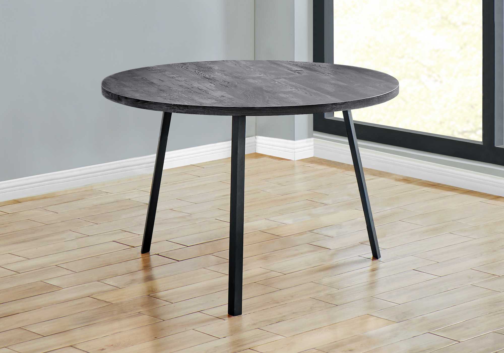 47" Gray And Black Rounded Metal Three Leg Base Dining Table - Homeroots