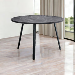 47" Gray And Black Rounded Metal Three Leg Base Dining Table - Homeroots