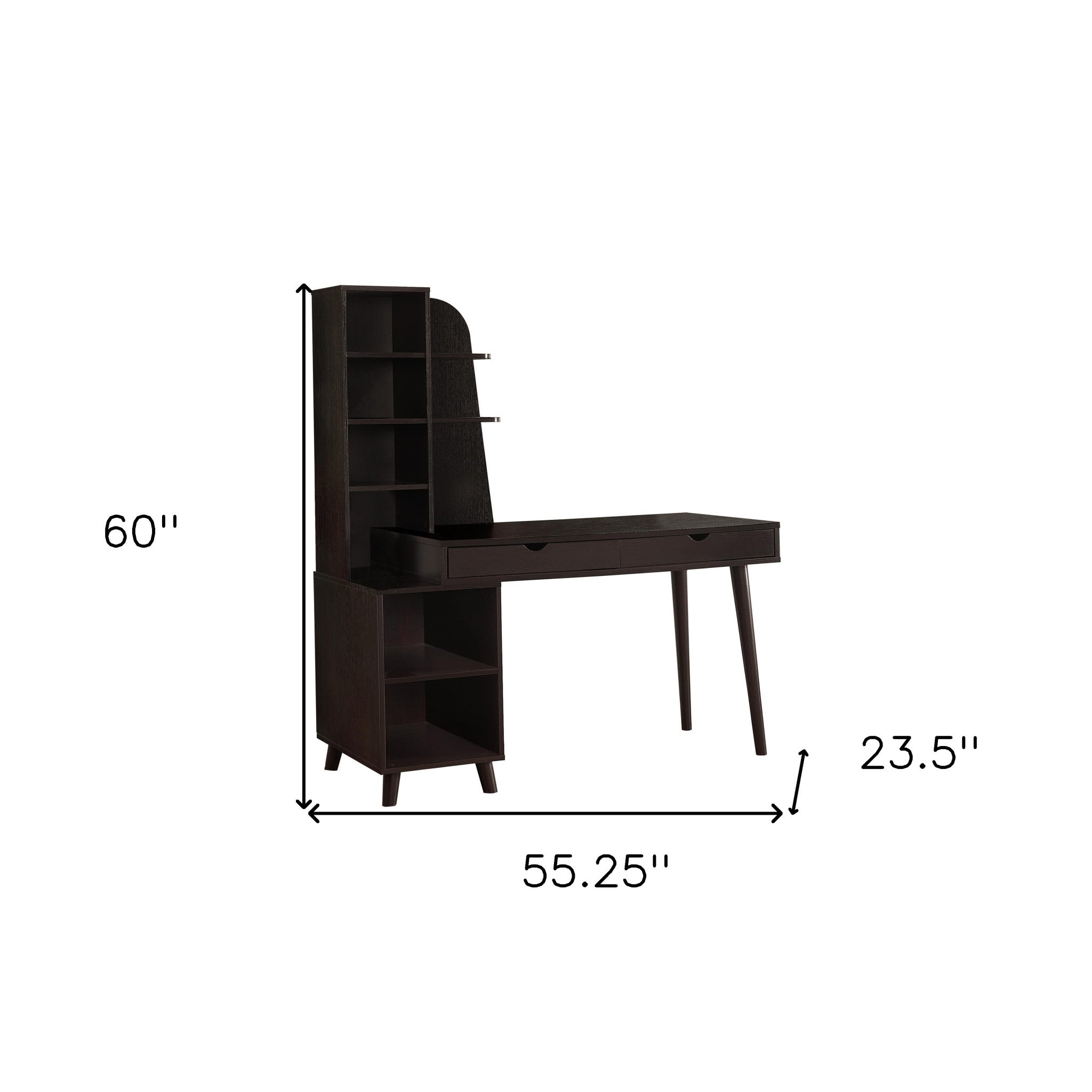 55" Espresso Computer Desk With Two Drawers