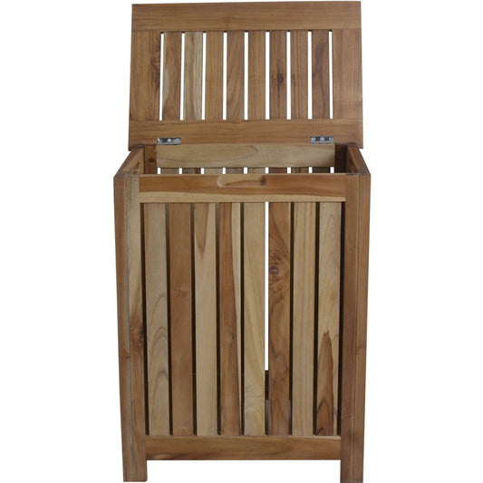 Compact Teak Laundy Storage With Removable Bag In Natural Finish - Homeroots