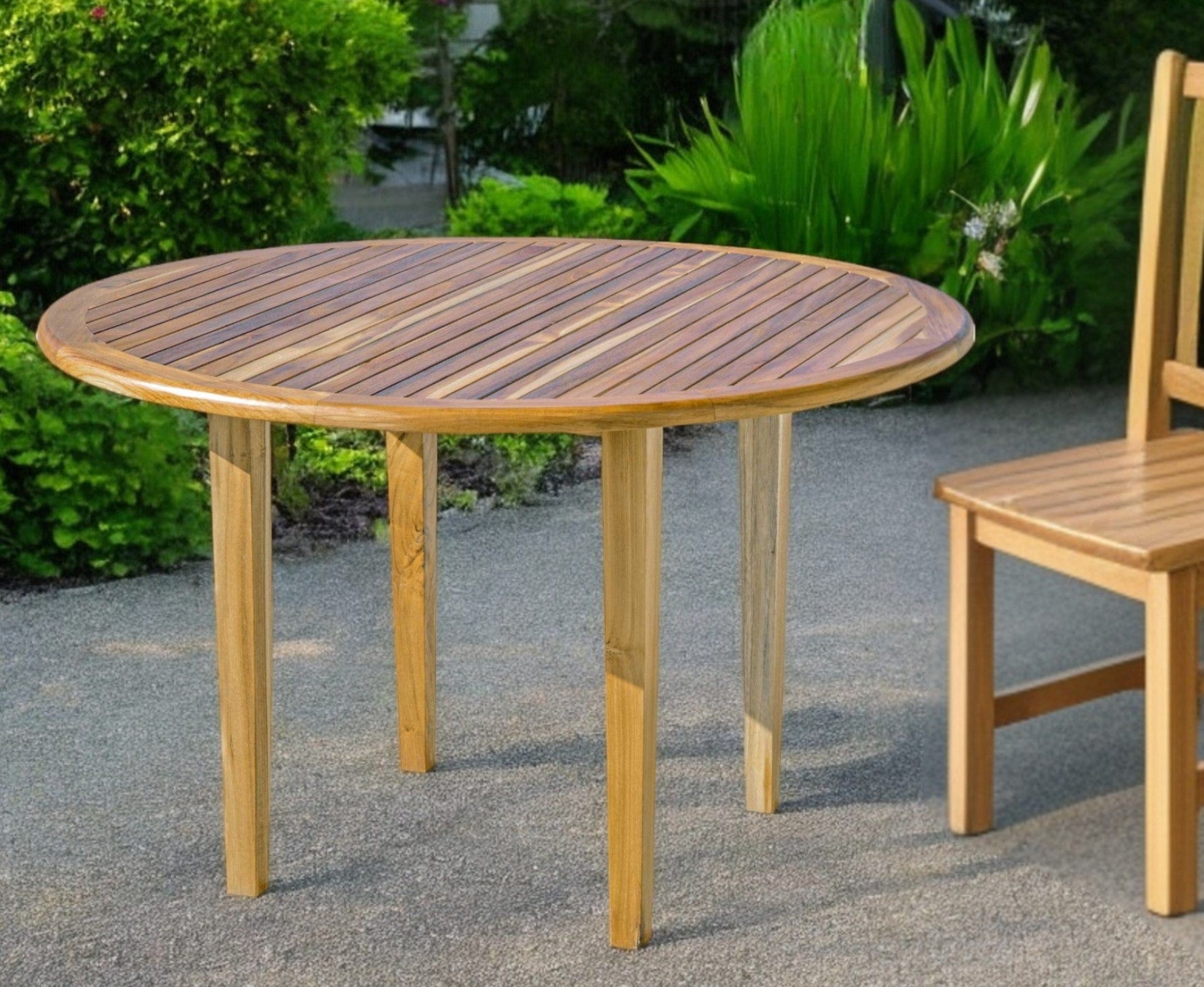 48" Natural Rounded Solid Wood Outdoor Dining Table - Homeroots