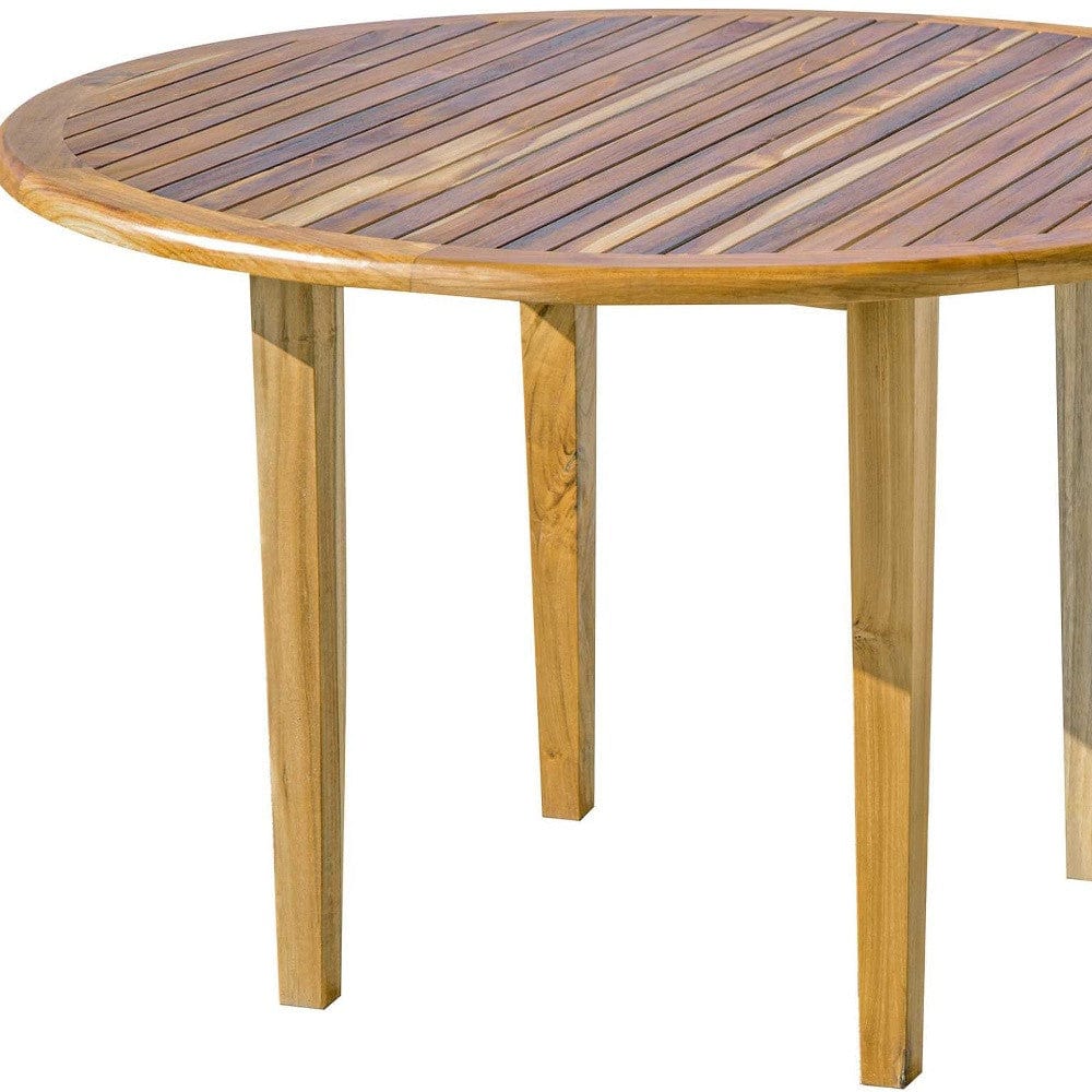 48" Natural Rounded Solid Wood Outdoor Dining Table - Homeroots