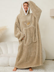 Pocketed Contrast Long Sleeve Hooded Lounge Dress