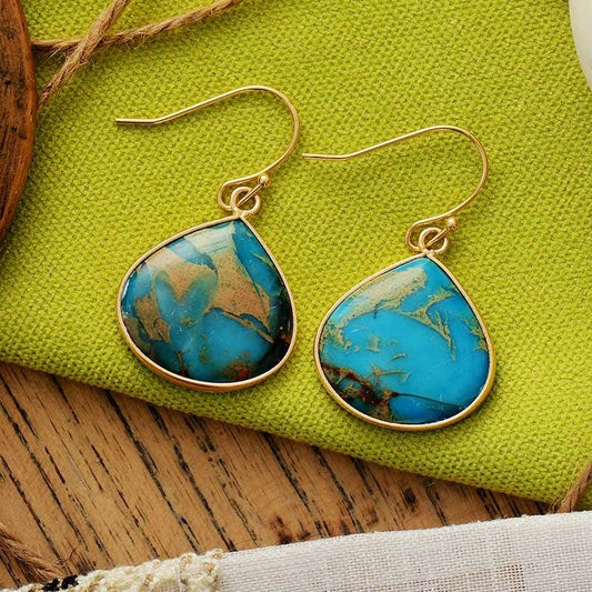 18K Gold-Plated Natural Stone Earrings - Trendsi