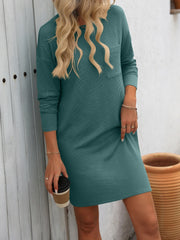 Striped Round Neck Long Sleeve Mini Dress