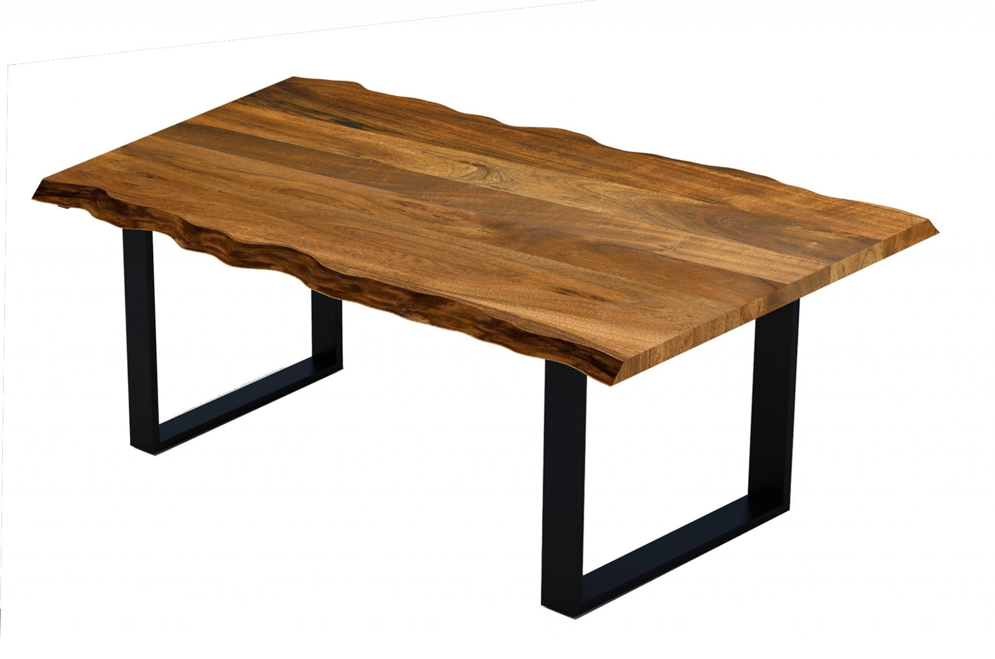 63" Brown And Black Solid Wood Sled Base Dining Table - Homeroots