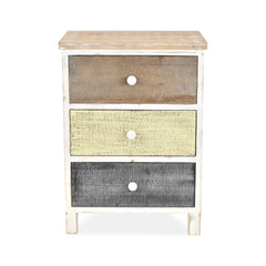 Distressed Gray And White Side Cabinet With 3 Drawers