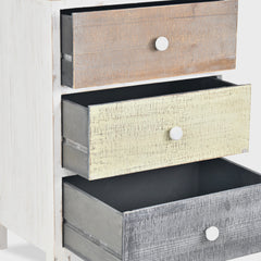 Distressed Gray And White Side Cabinet With 3 Drawers