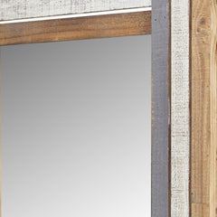 32" Gray Natural and White Wood Framed Accent Mirror