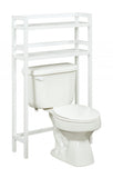 48" White Finish 2 Tier Solid Wood Over Toilet Organizer