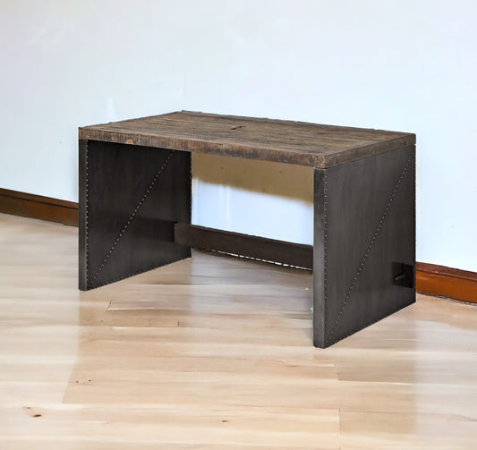 28" Dark Brown and Gray Writing Desk