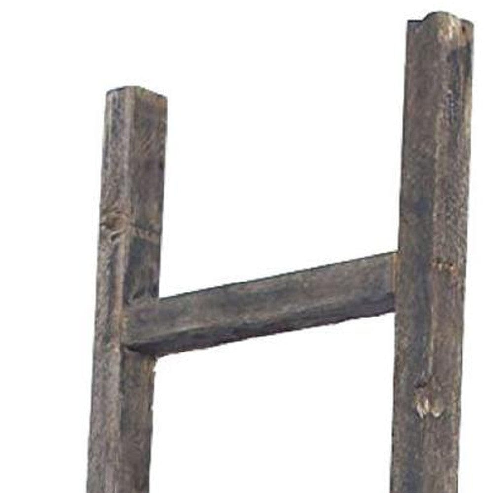 6 Step Rustic Smoky Black Wood Ladder Shelf - Homeroots